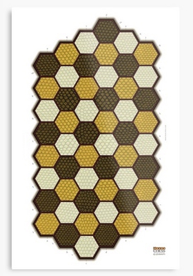 Hexes 6-pawn chess board printed on metal